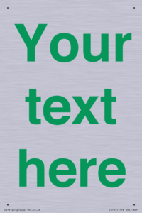 Custom blank information sign. Green text, plain background